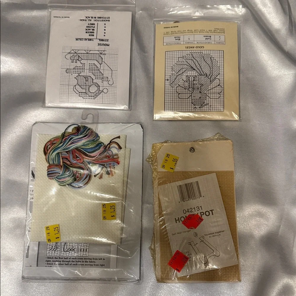 4 Vintage Cross Stitch Kits Set with Various Designs - Picture 2 of 6